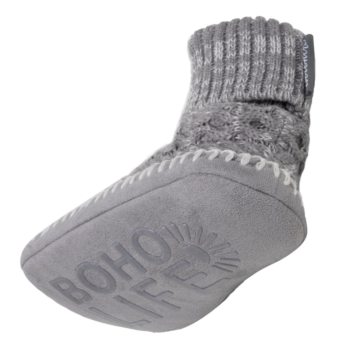 Chaussettes d'intérieur maille torsadée, picots antidérapants gris, ISOTONER