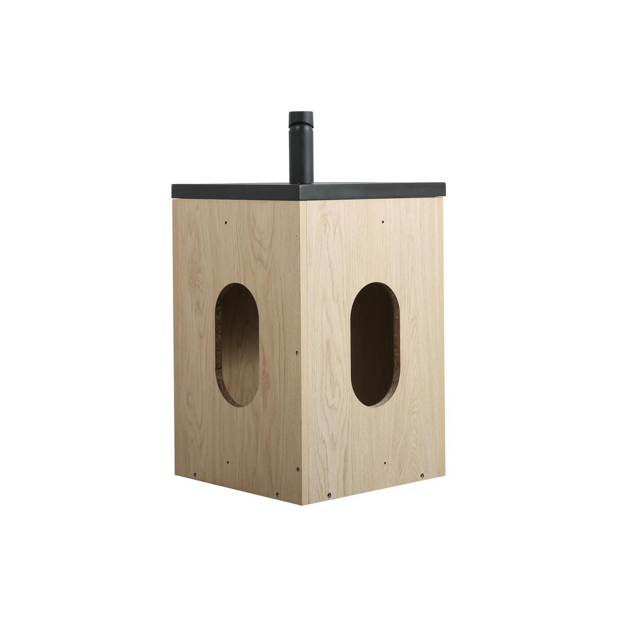 Ensemble lave-mains d'angle suspendu avec robinet noir SKINO décor chêne (vasque noire), MOB IN