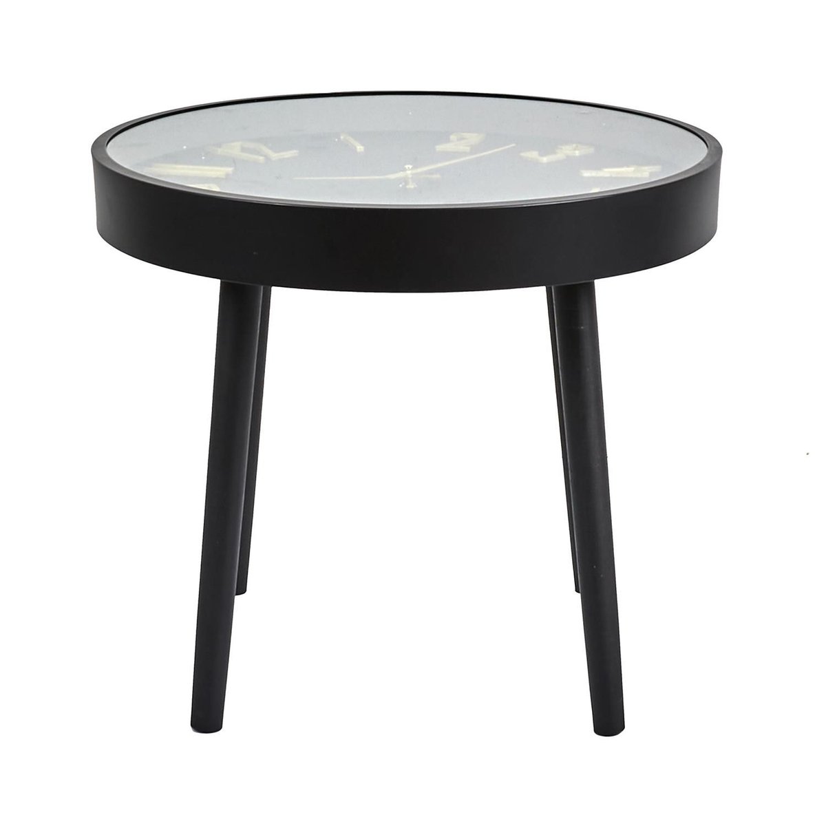 Table d'appoint avec horloge silencieuse LOUNGE noir, THE HOME DECO FACTORY