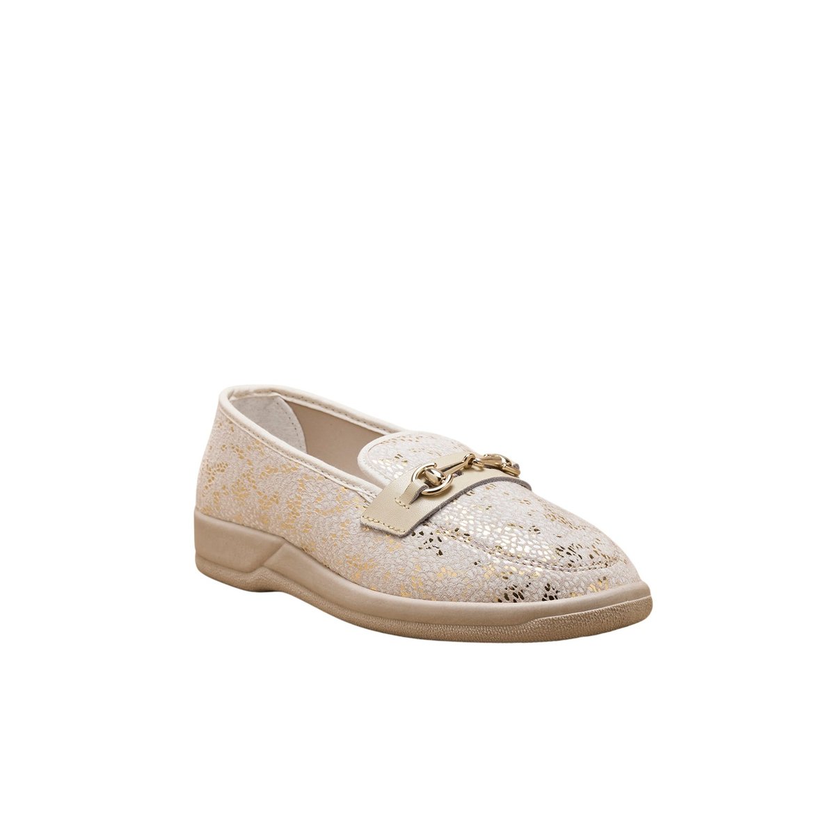 Mocassins intérieur éponge imprimé beige, PEDICONFORT
