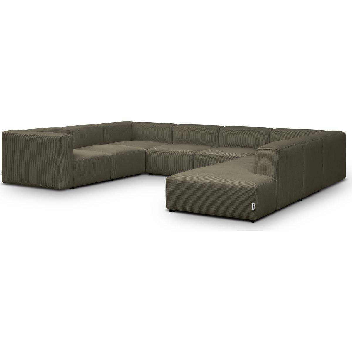 Canapé modulable panoramique 12 places ouvert à droite en velours côtelé - MODULO vert kaki, HOMIFAB