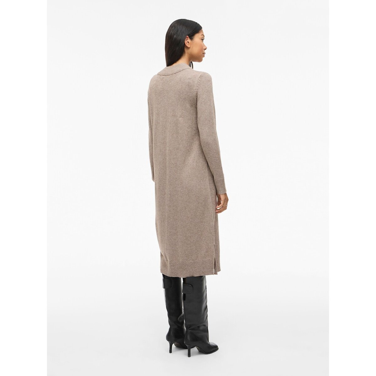 Robe Pull Midi, En Fine Maille, Col Montant taupe, VILA