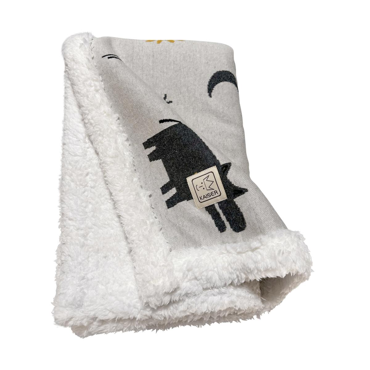 Couverture Zoo en tricot et polaire beige, jaune, gris, KAISER