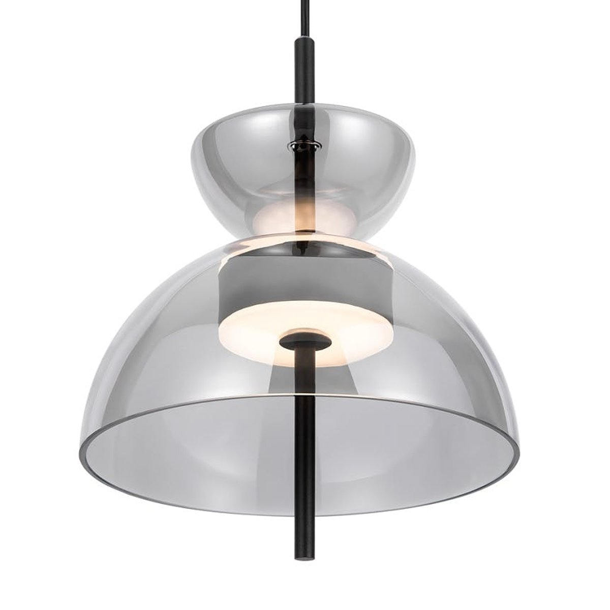 Suspension LED abat-jour en verre diabolo NORA gris, PIER IMPORT
