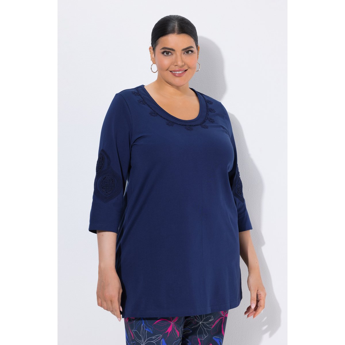 T-shirt manches 3/4 bleu encre, ULLA POPKEN