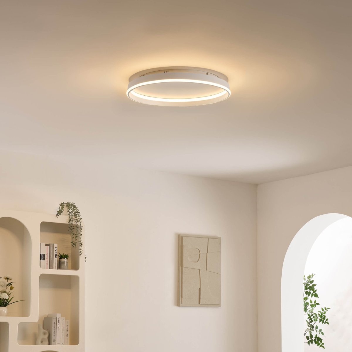 Grand plafonnier LED avec télécommande - SOLÉANE blanc, KOSILUM