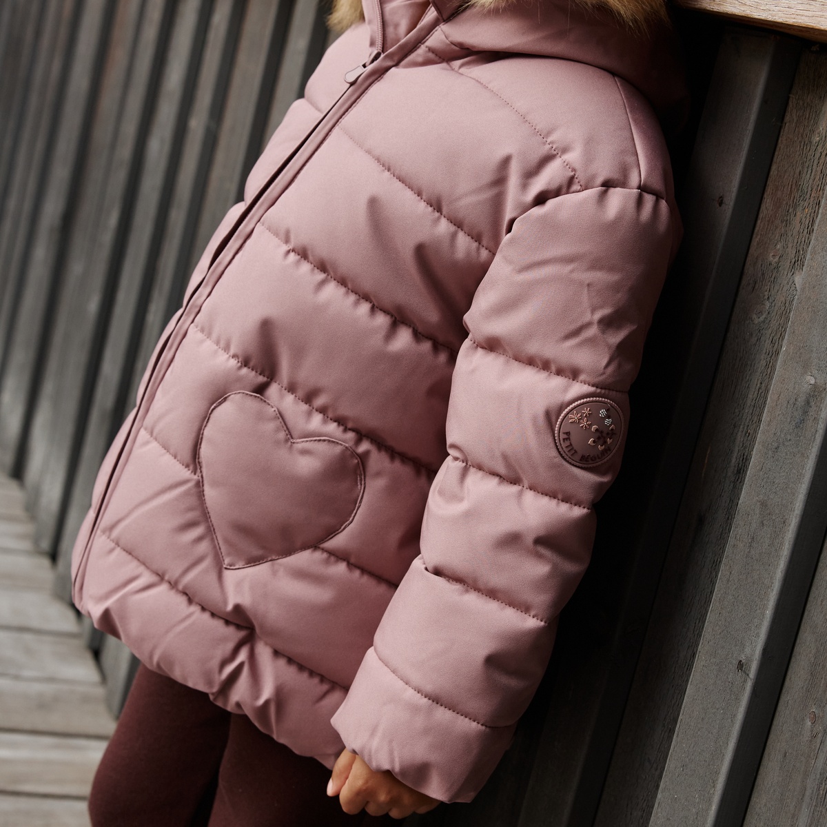 Doudoune enfant imperméable doublée sherpa avec capuche Chloé rose, PETIT BEGUIN