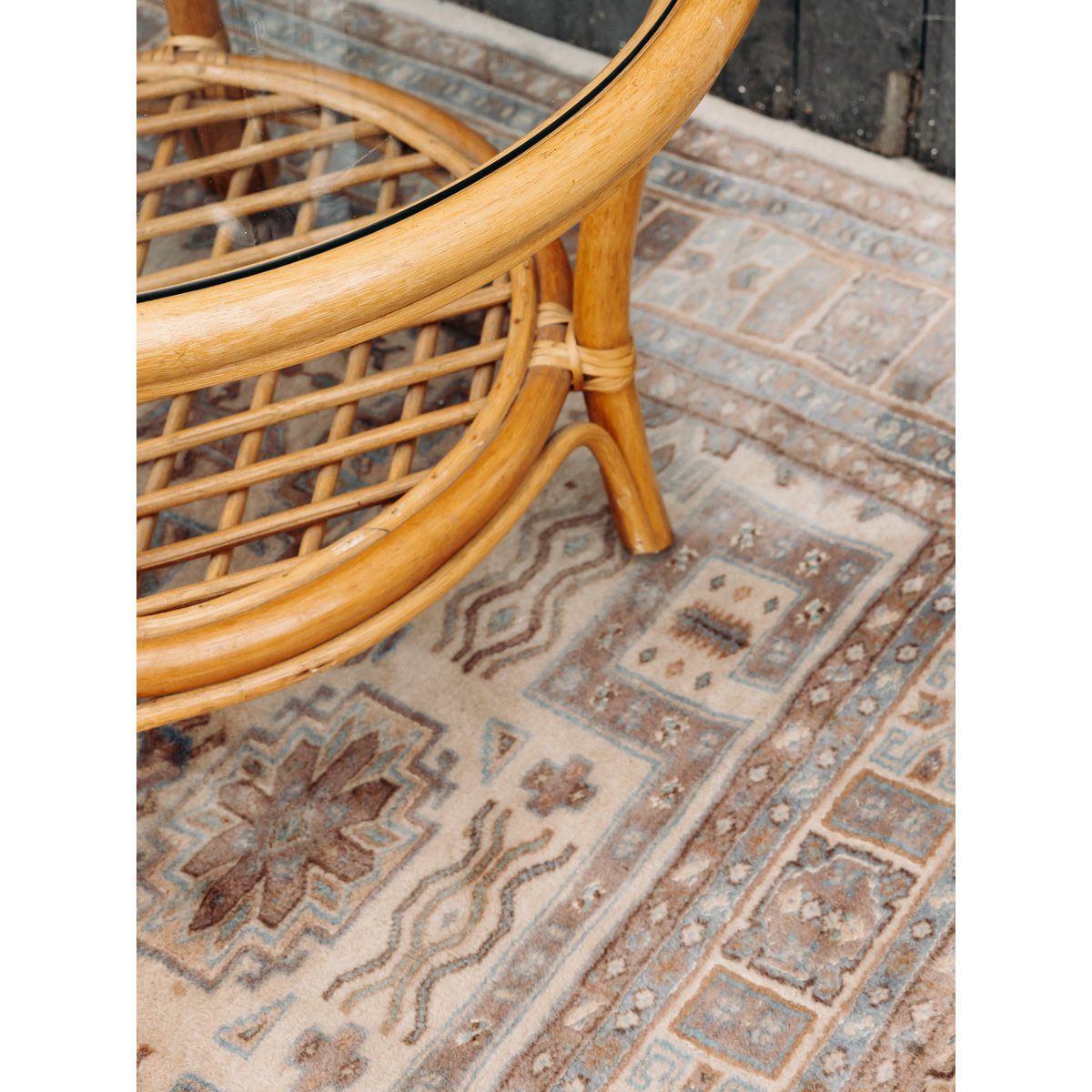 Table basse en rotin Léonie N°252 - Bon état bois, DEBONGOUT