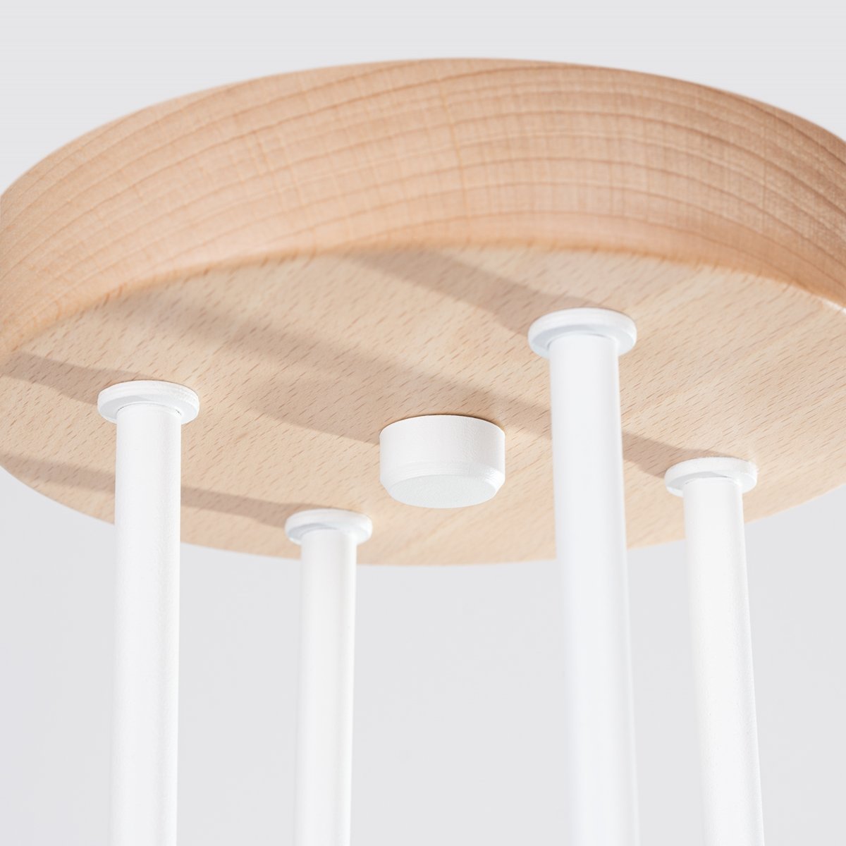 Lustre Acier Blanc/Bois Naturel E27 4 Timbo blanc, EDEN