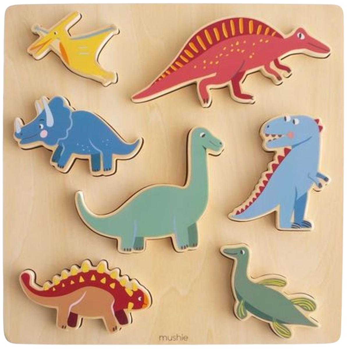 Puzzle en bois Dino multicolore, MUSHIE