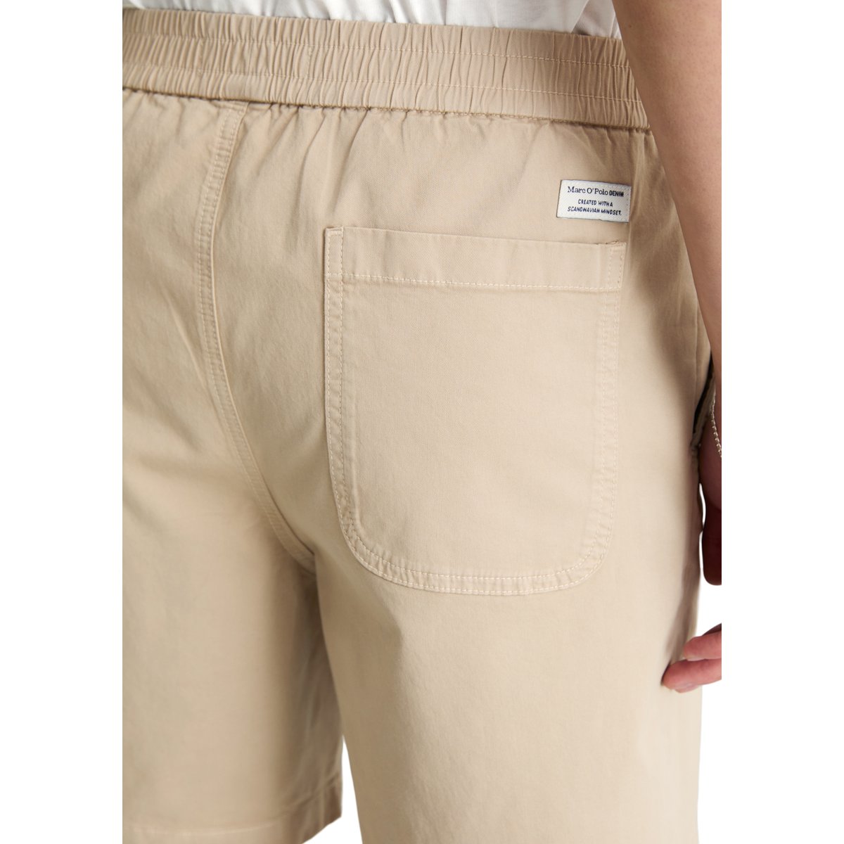 Short de jogging en sergé regular en sergé de coton bio élastique beige, MARC O’POLO DENIM