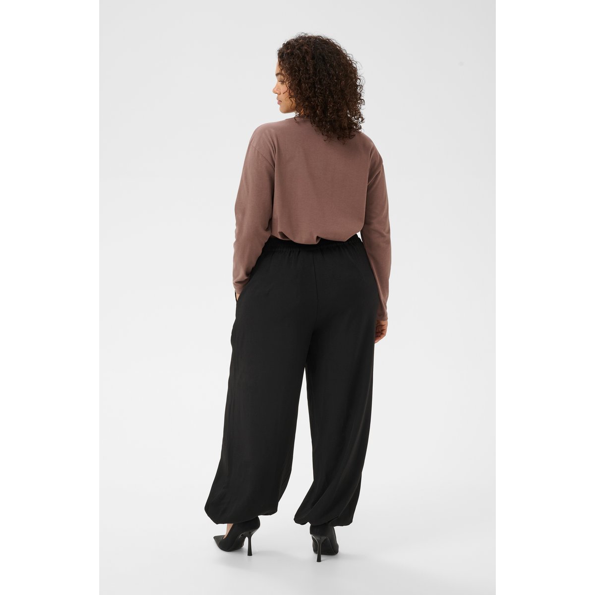 Pantalon casual noir black deep cc., KAFFE CURVE