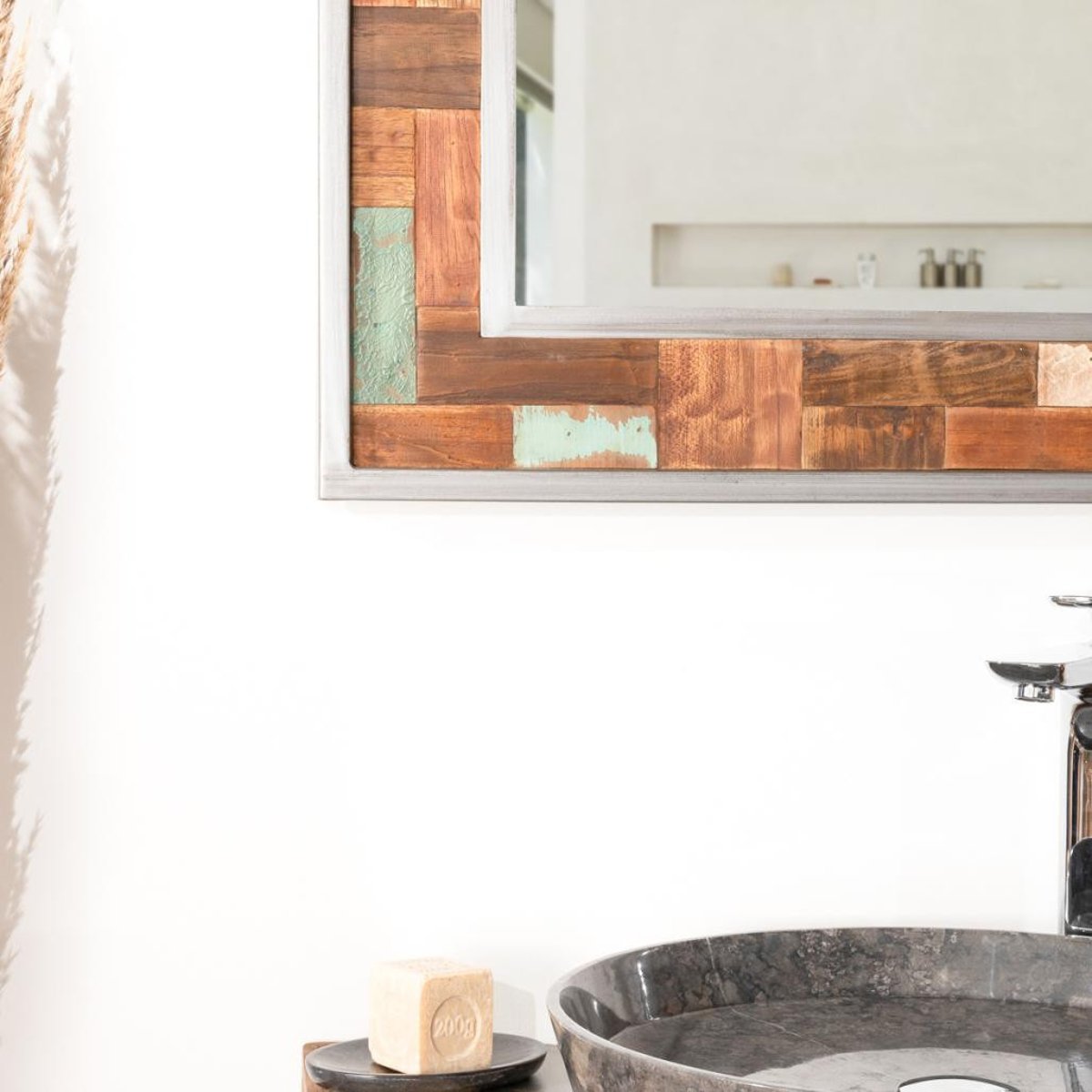Miroir de teck métal rectangle 70x70 FACTORY naturel, WANDA COLLECTION