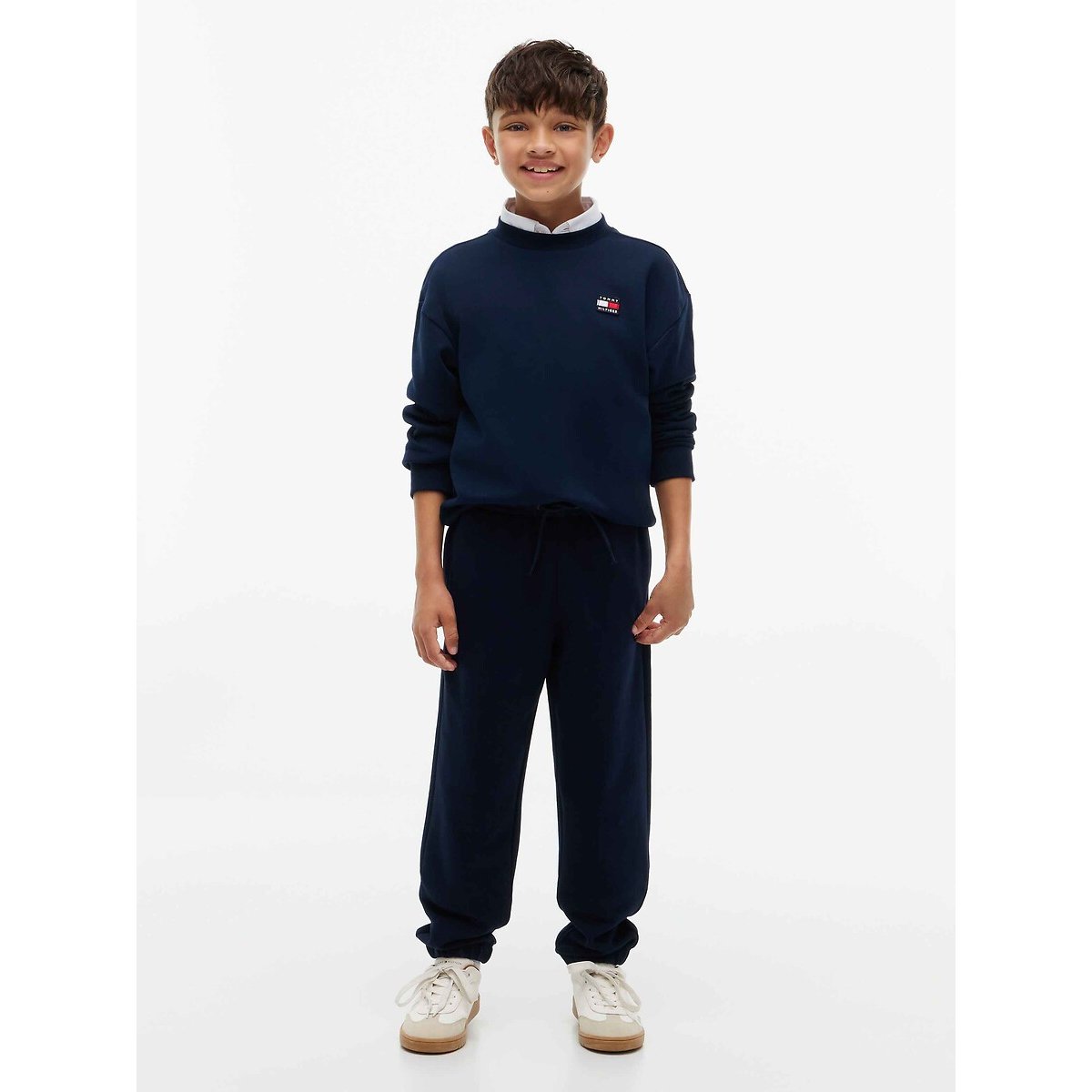 Jogging avec logo brodé bleu marine, TOMMY HILFIGER