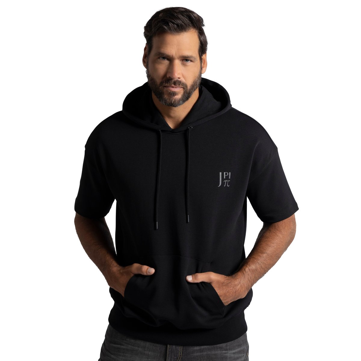 Sweat à capuche, manches courtes, QuickDry noir, JP1880