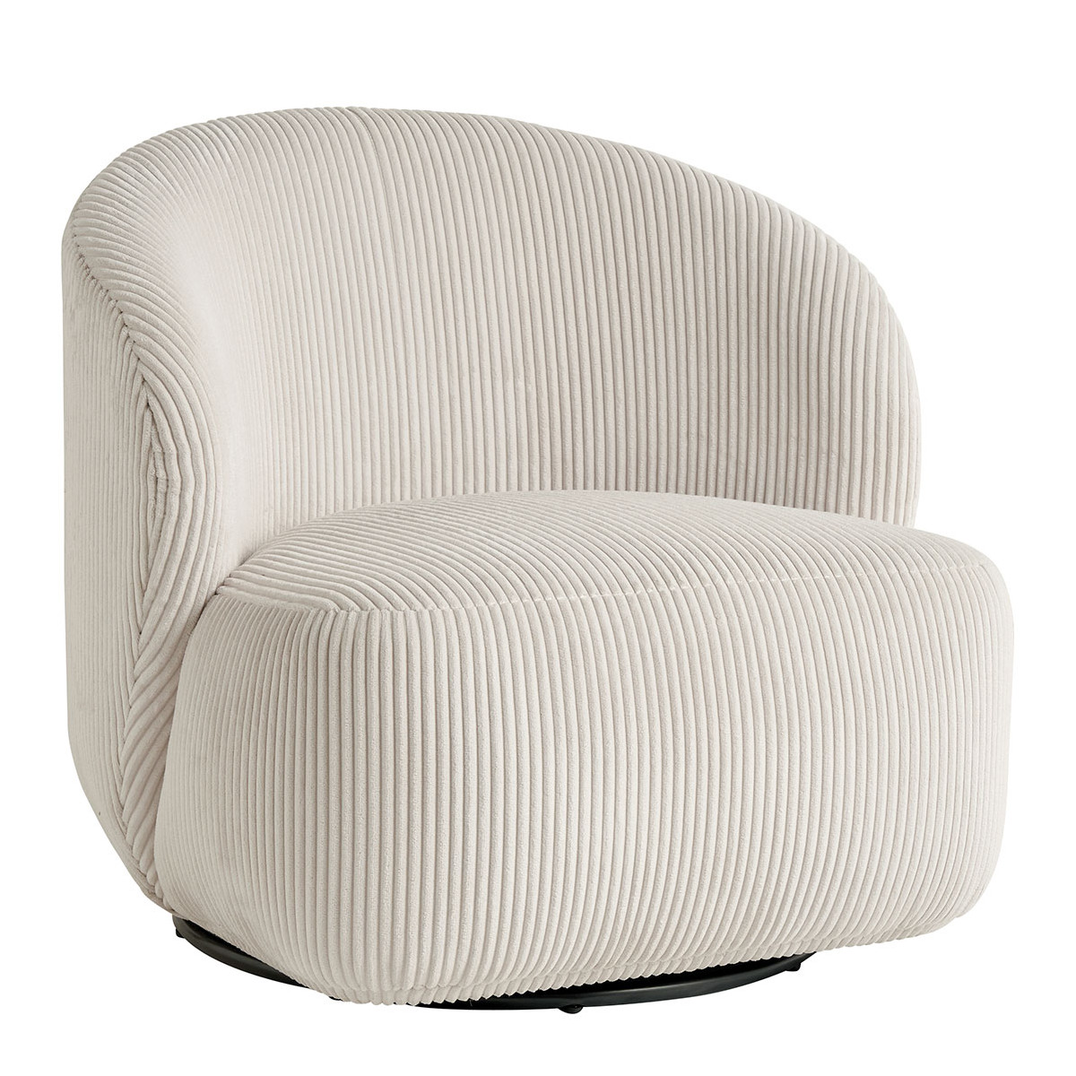 Fauteuil velours côtelé beige, BLANC D’IVOIRE