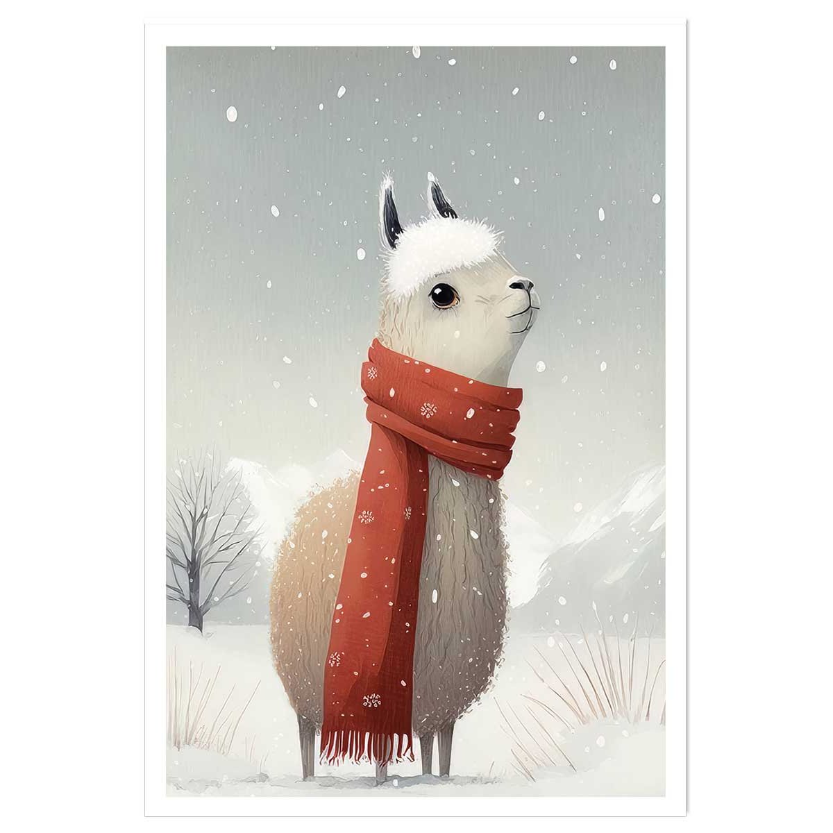 Affiche enfant lama et son écharpe affiche seule, HEXOA