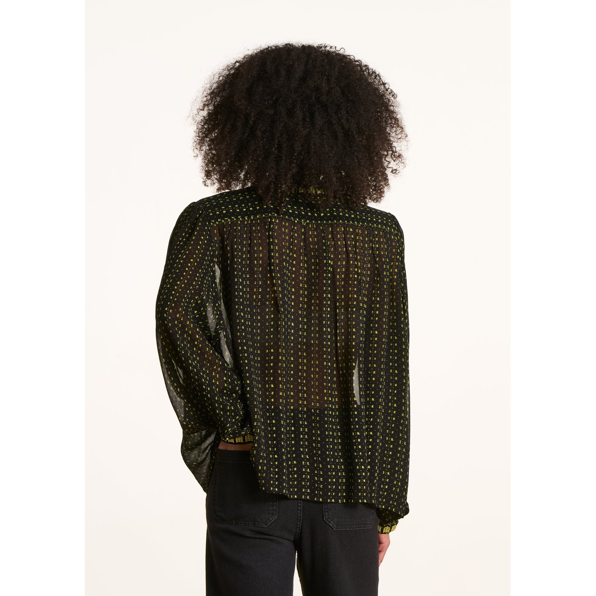 Chemisier en voile avec broderies manches longues biriba, LA FEE MARABOUTEE