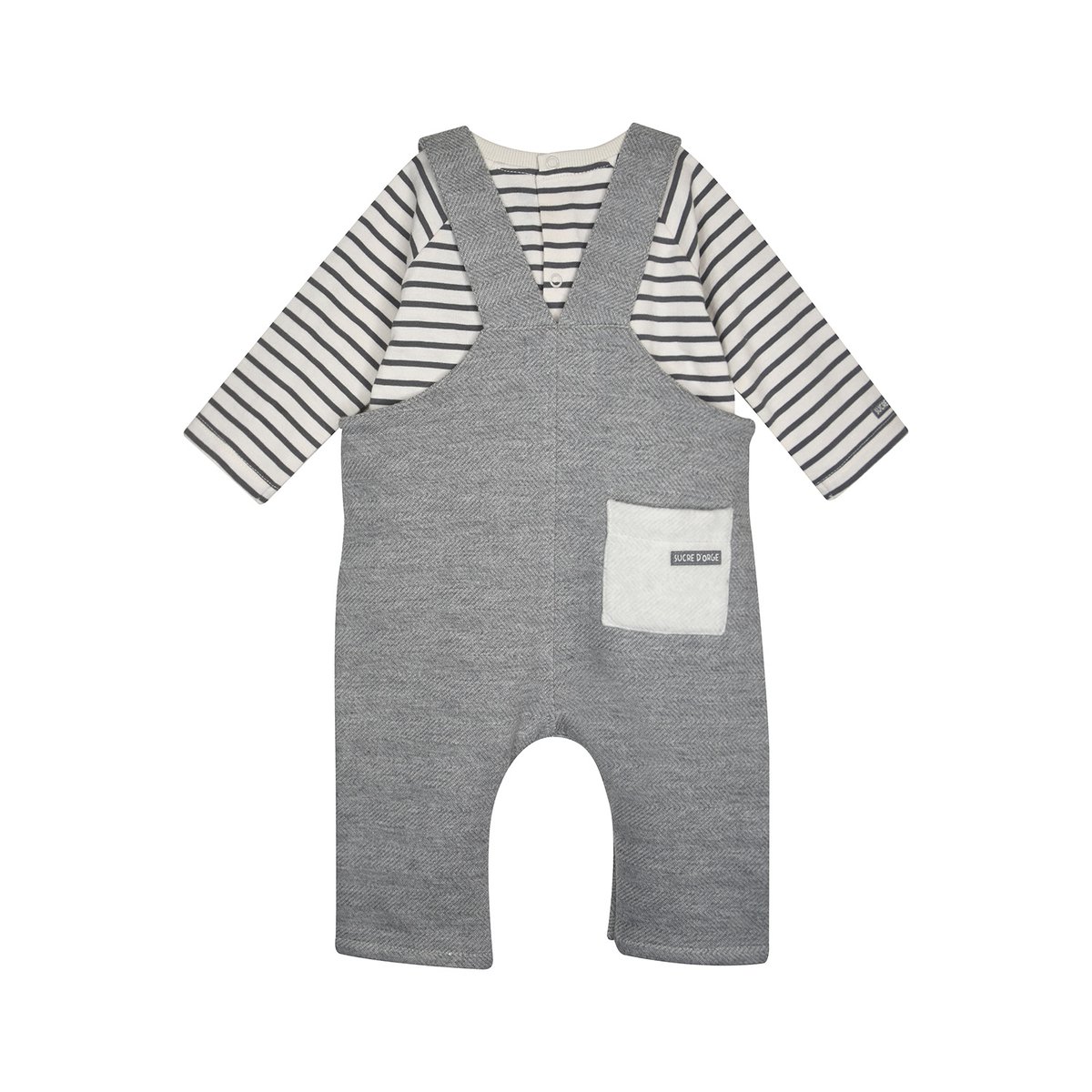 Ensemble tshirt salopette pravin gris, SUCRE D'ORGE