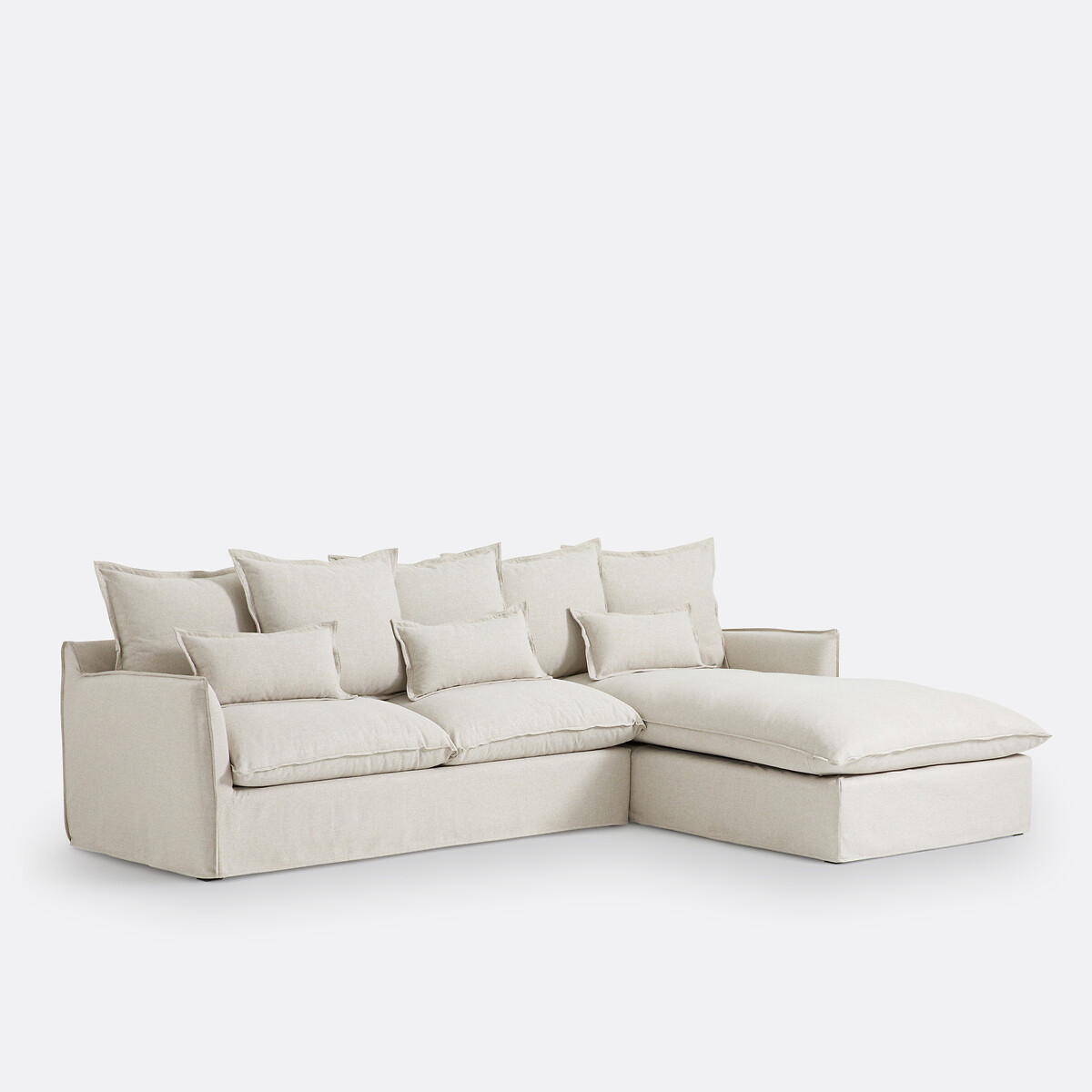 Canapé d'angle, 4 places, en polyester, ODNA ecru, LA REDOUTE INTERIEURS