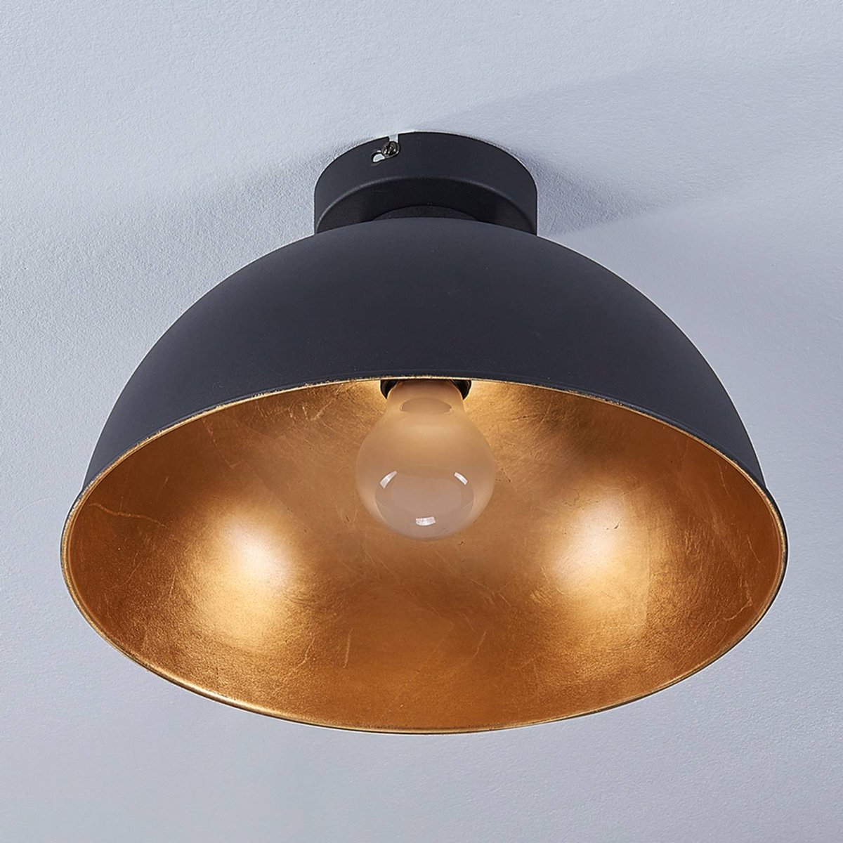 Plafonnier en métal moderne, Lya noir, or mat, LINDBY
