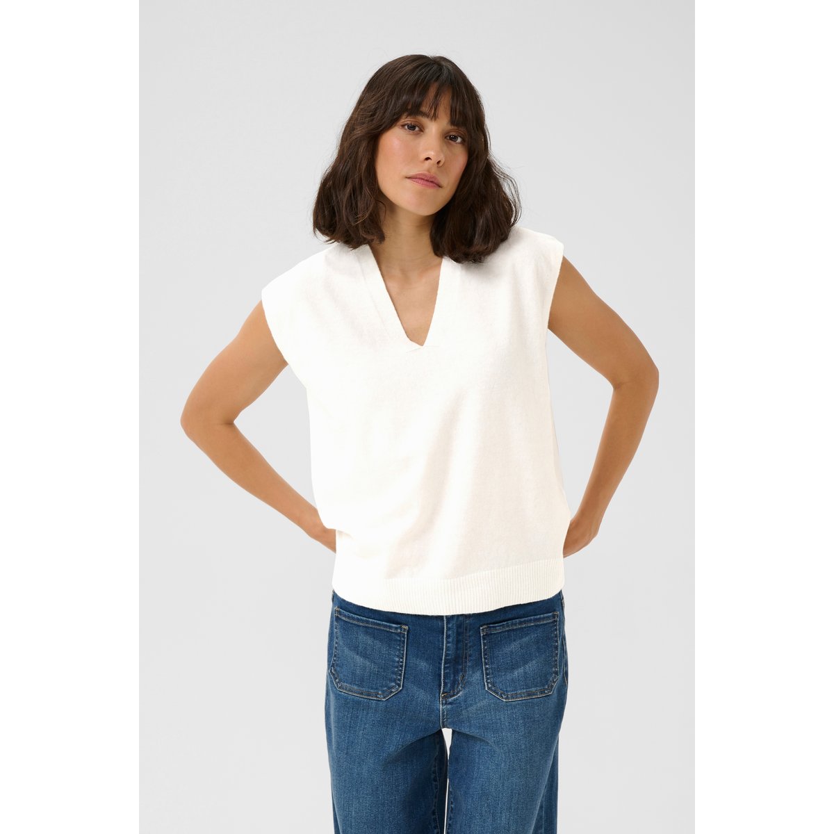 Tunique tricoté blanc chalk cc, KAFFE