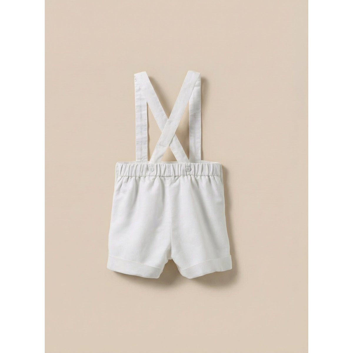 Bermuda à bretelles  – Collection Fêtes et Mariages blanc doux, CYRILLUS