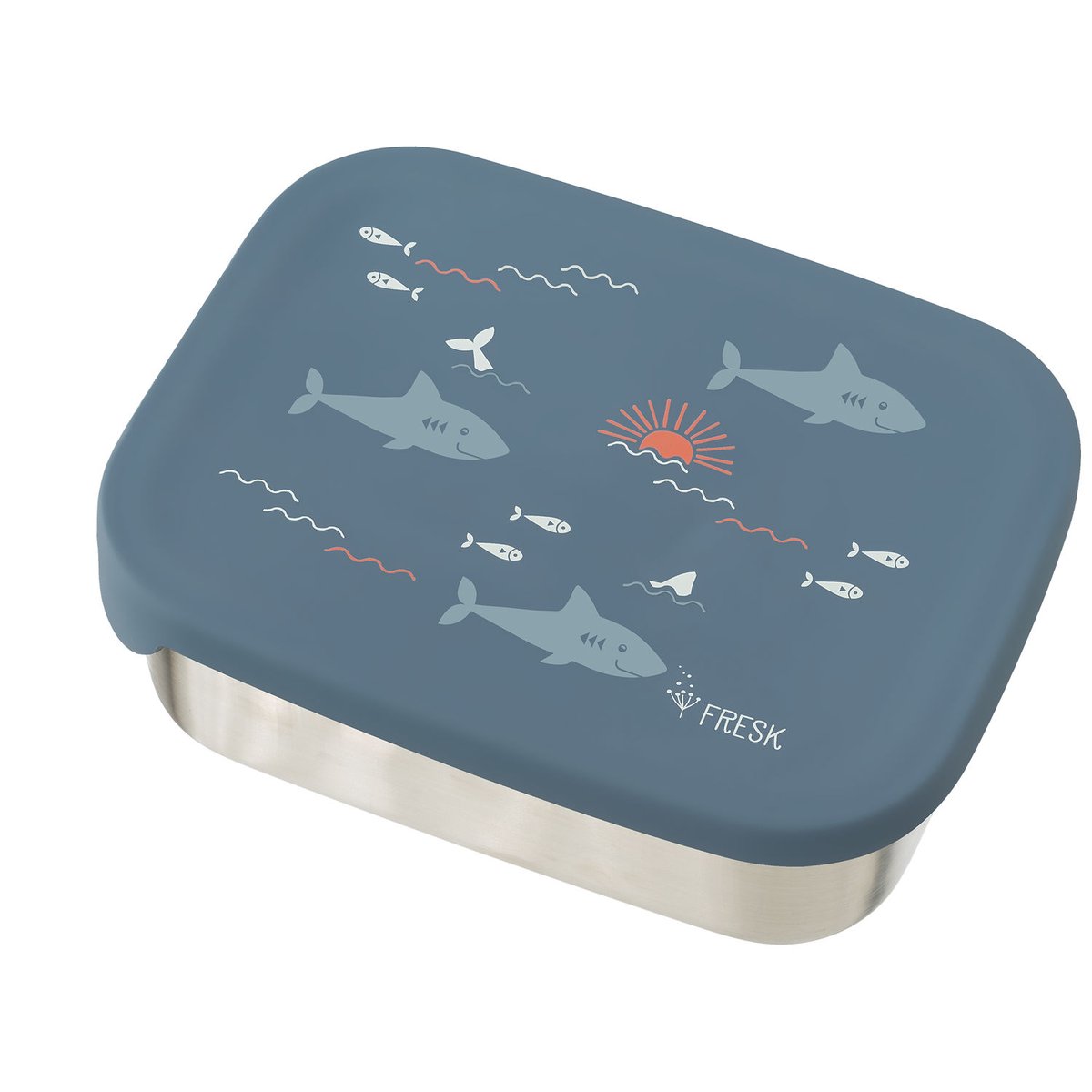 Lunch box bleu, orange, blanc, FRESK