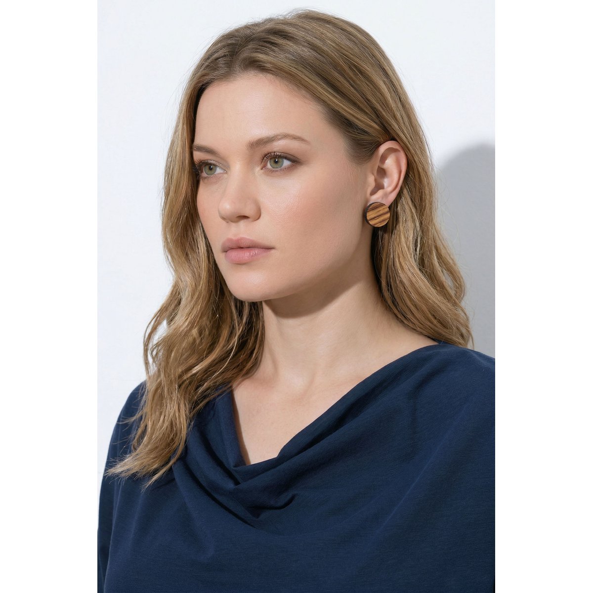 T-shirt col bénitier, manches 3/4, coton bio marine, ULLA POPKEN