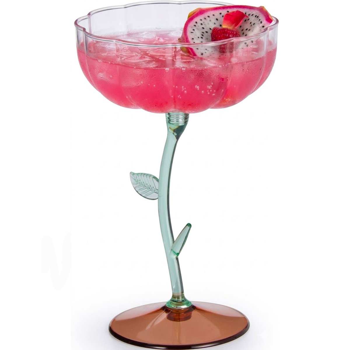 Verre à cocktail fleurs en plastique 24cl transparent, WADIGA