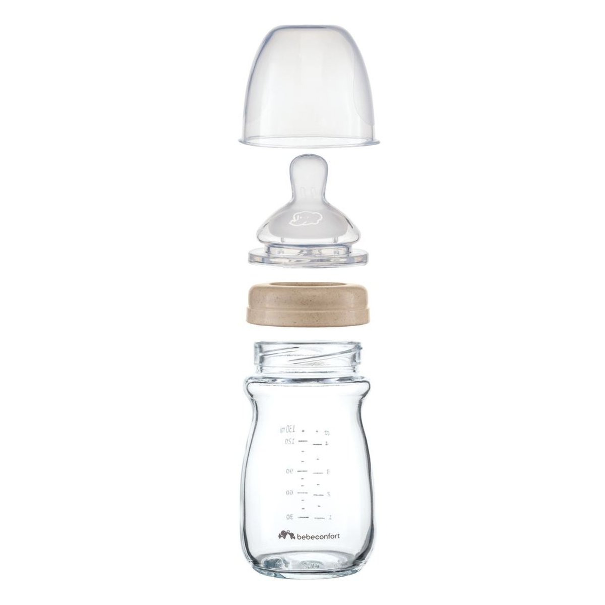 Biberon en verre physio Air Eco 130 ml Sand couleur unique, BEBECONFORT