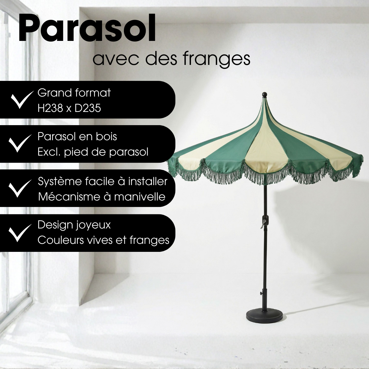Parasol KIM vert foncé, MICA DECORATIONS
