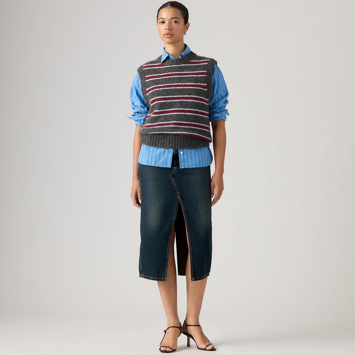 Gonna longuette in denim Decon Slit high vibration, LEVI'S
