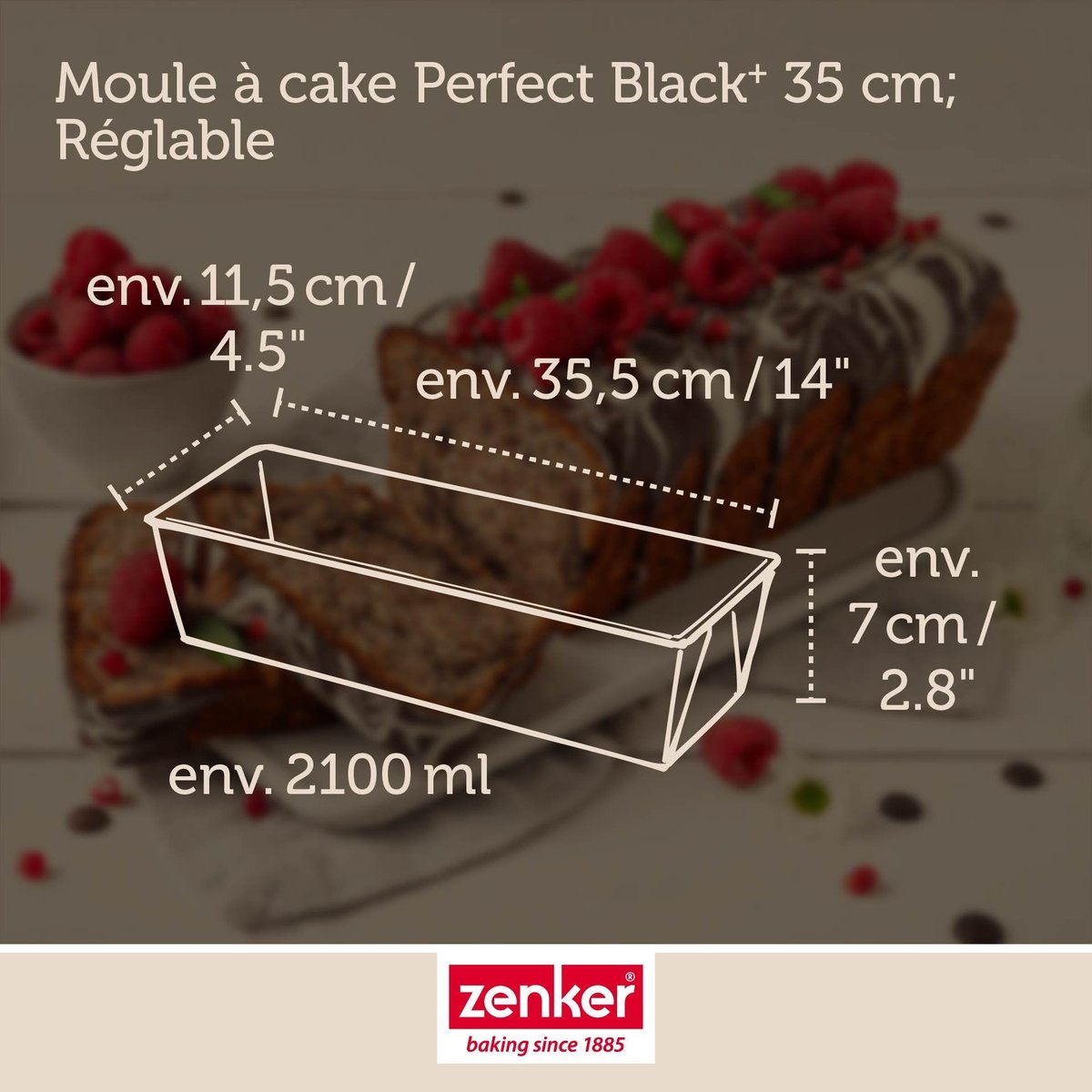 Moule à cake 30,5 x 11,5 x 7 cm PERFECTBACK+ noir, ZENKER