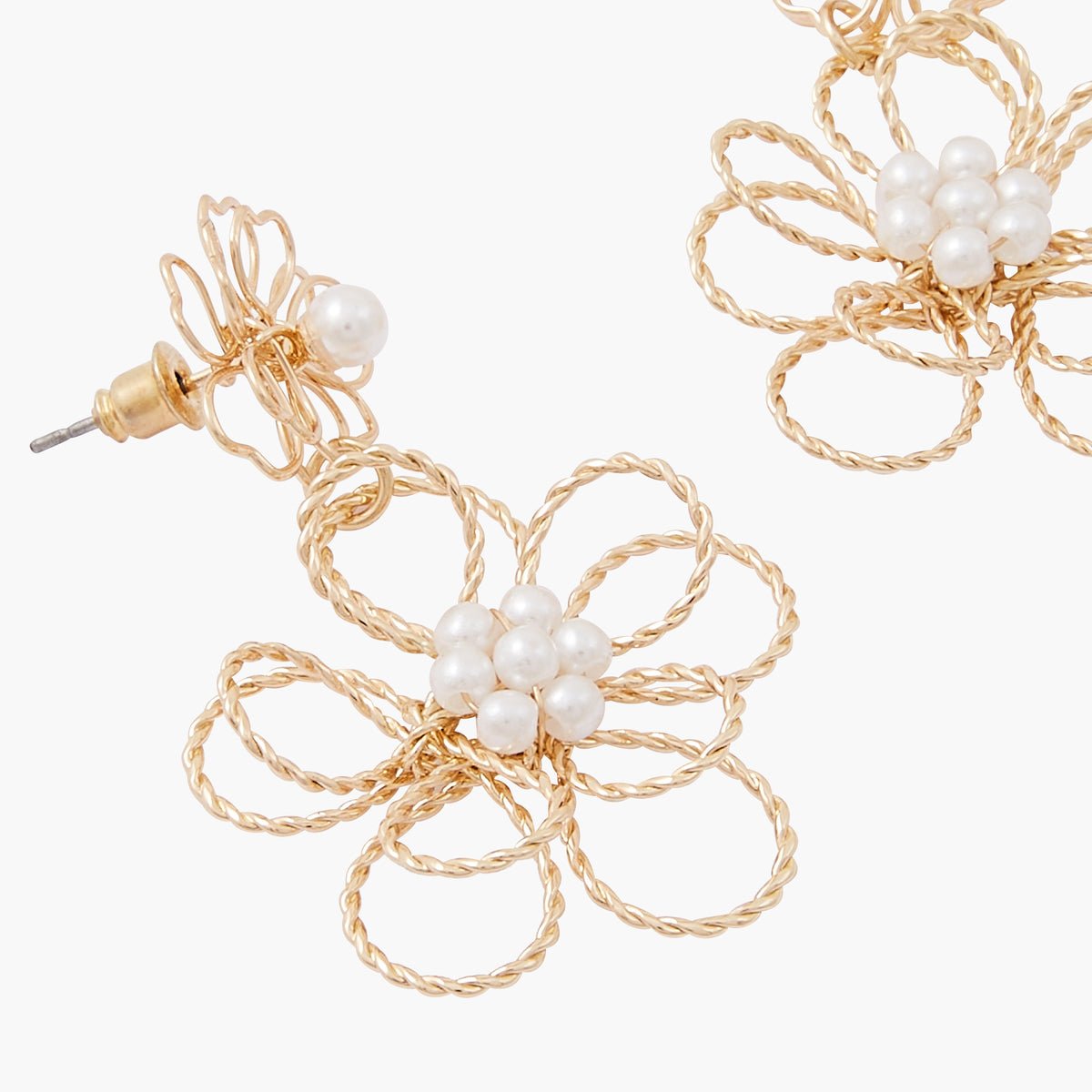 Boucles d'oreilles fleurs en métal doré doré, BALABOOSTE