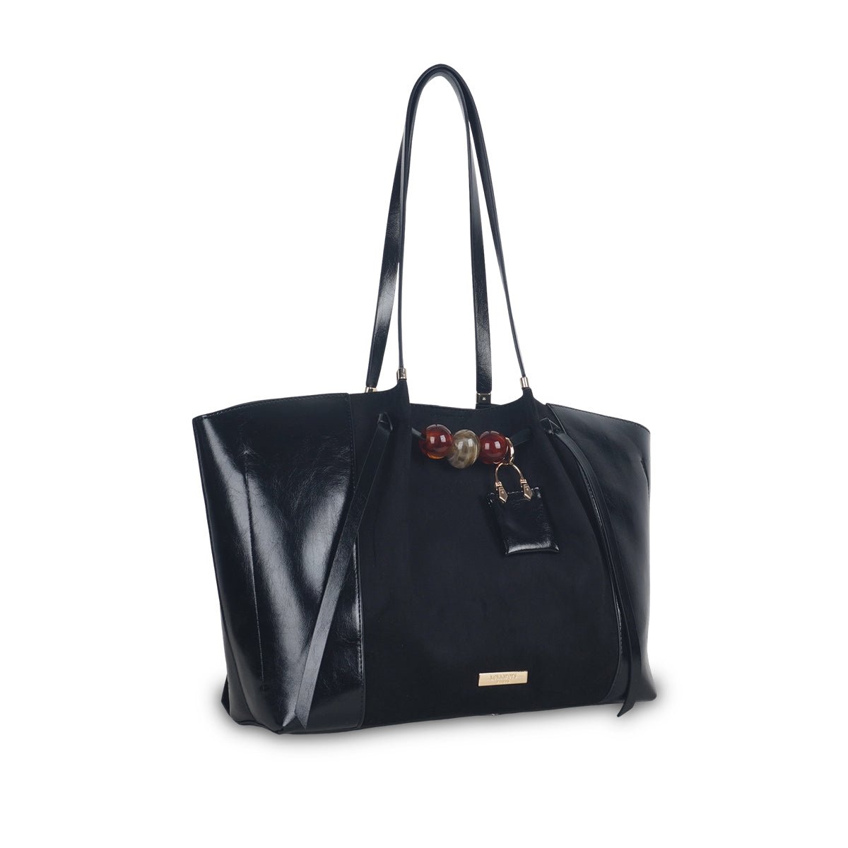 Grand sac shopper L Tarick noir,doré, LOLLIPOPS