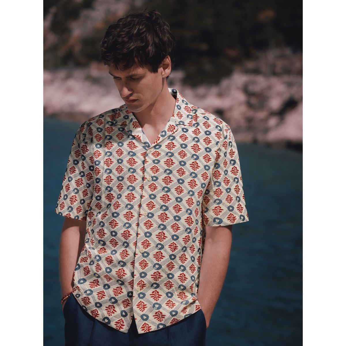 Chemise manches courtes à imprimé écru, NEXT