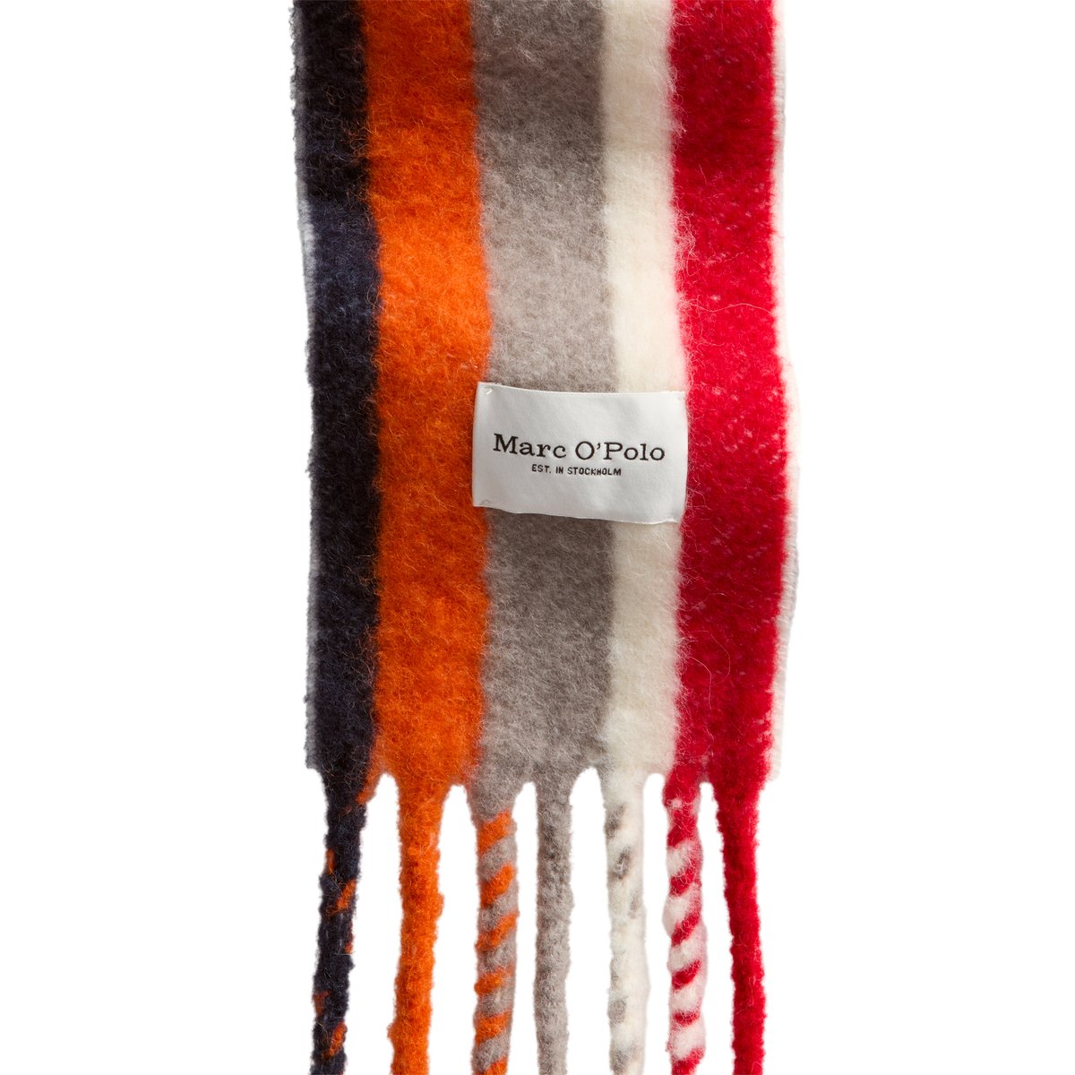 écharpe en laine avec de longues franges rouge, MARC O'POLO