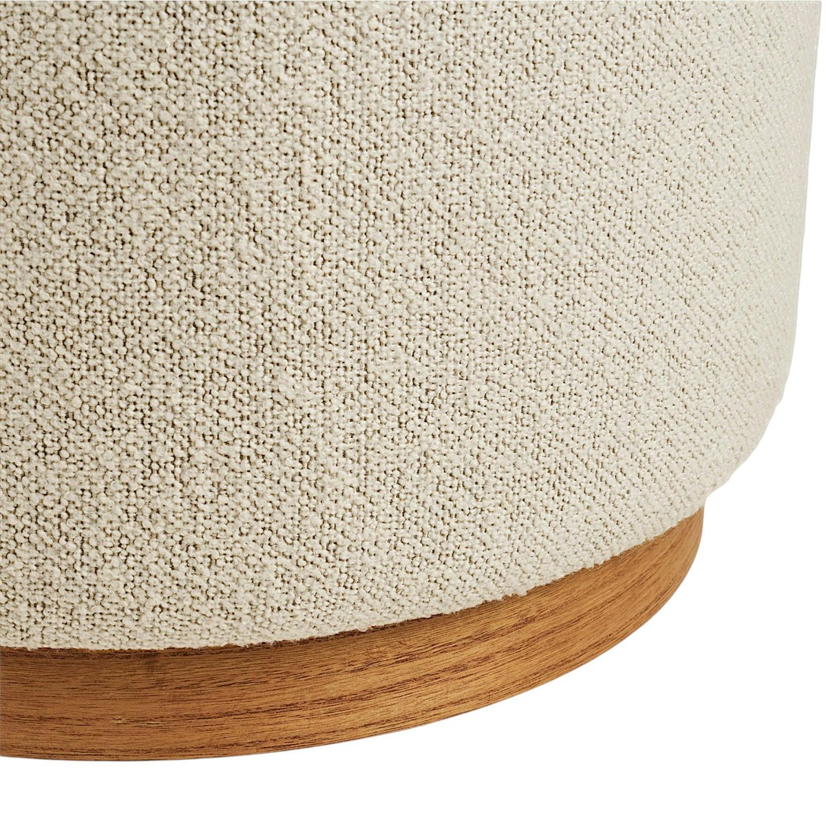 Pouf rond bouclette sable et bois clair BERLIN beige, PIER IMPORT