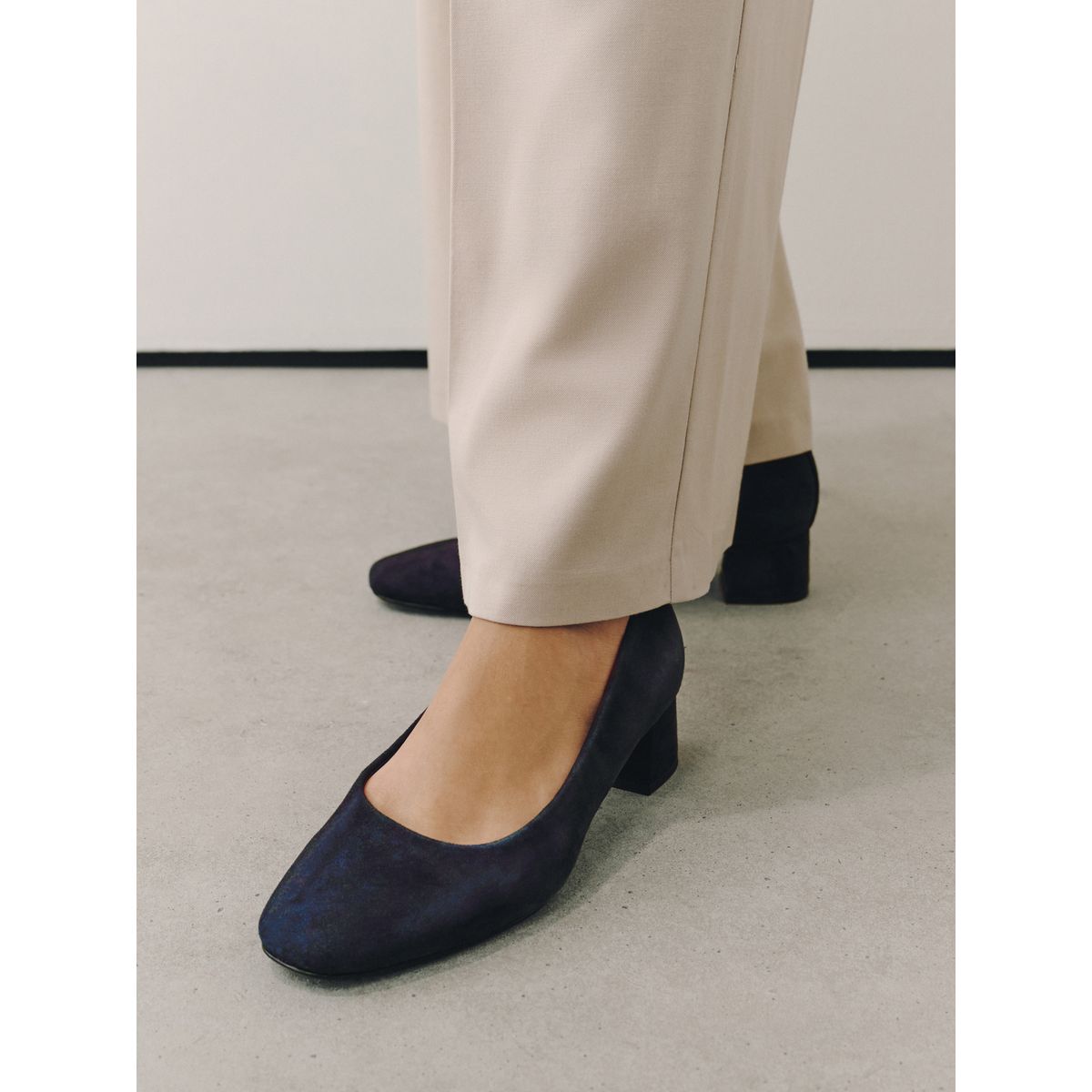 Escarpins en cuir à talon forever comfort® bleu marine, NEXT