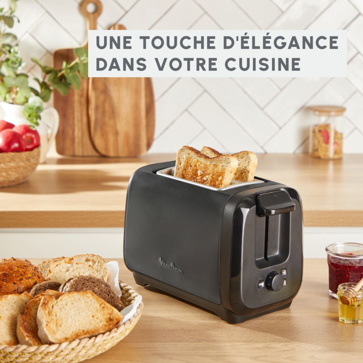 Grille-pain LT5S08E0 Subito Noir couleur unique, MOULINEX