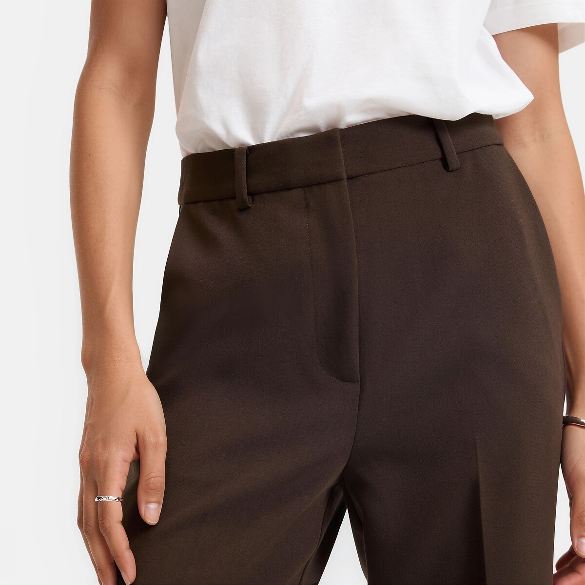 Wide Leg Trousers in Stretch Polyviscose chocolate brown, LA REDOUTE COLLECTIONS