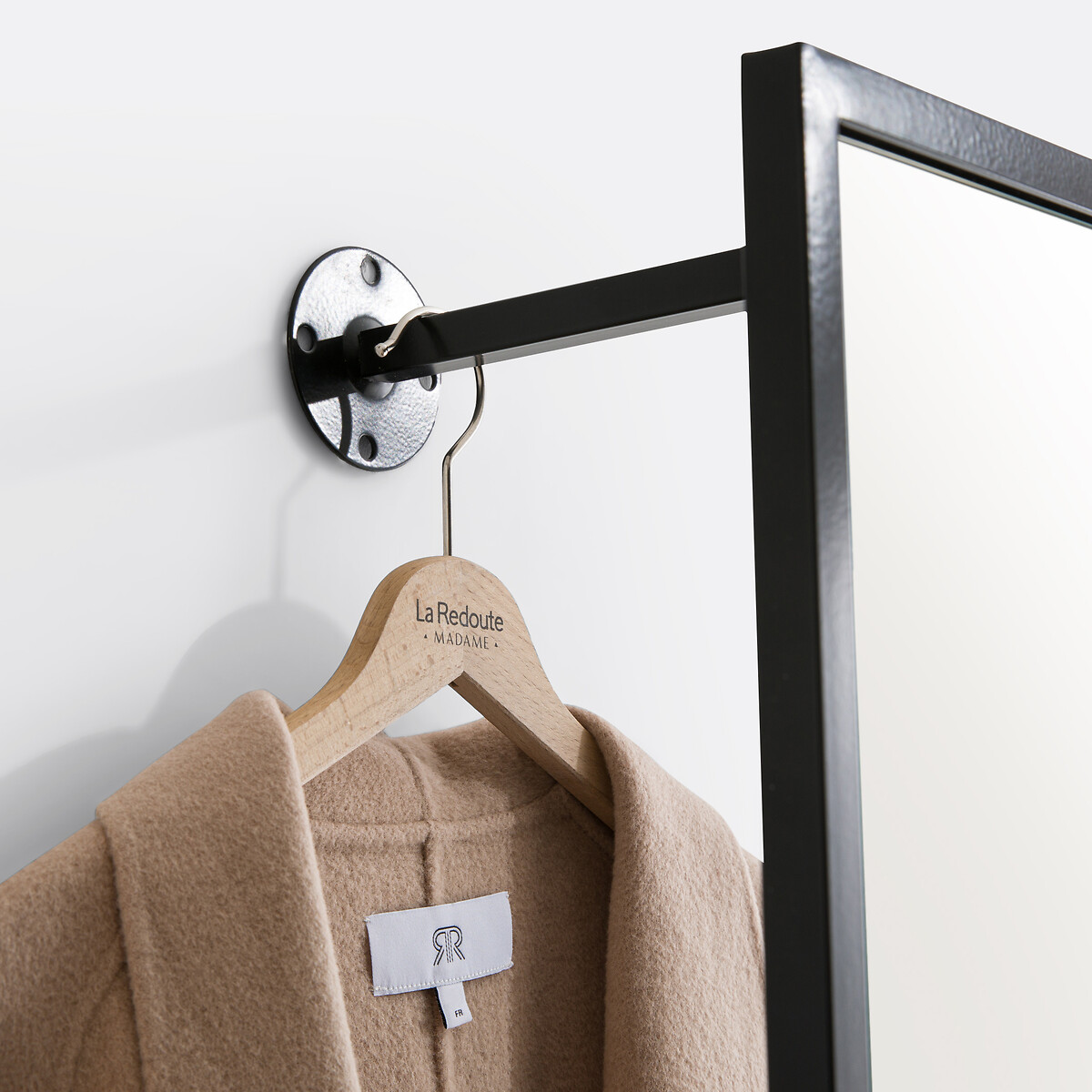 Horta Wall Coat Rack with Mirror black/wood, SO'HOME