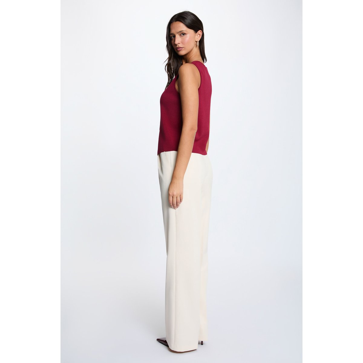 Gilet sans manches col v bordeaux, MORGAN
