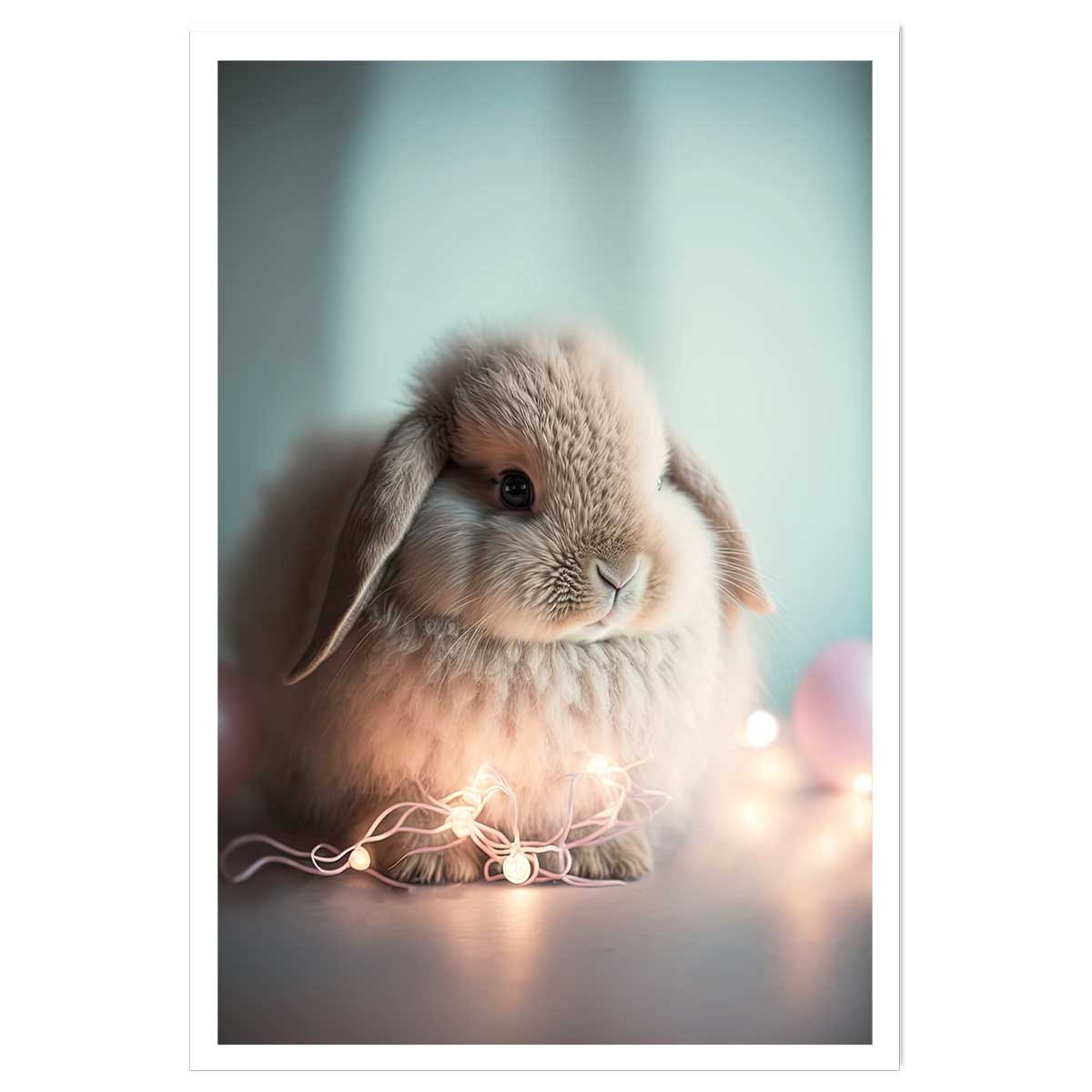 Affiche enfant lapin lumineux affiche seule, HEXOA