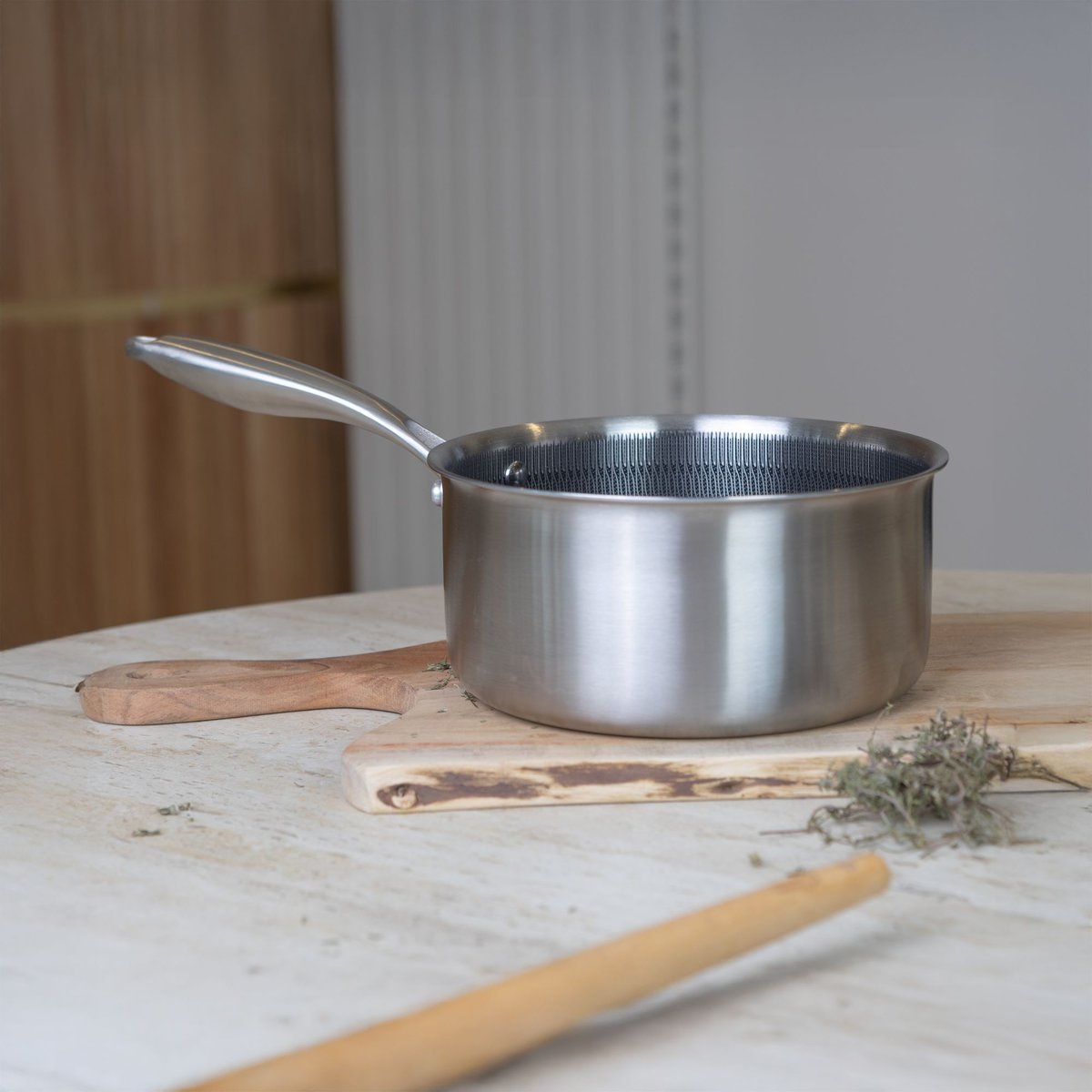 Casserole revêtu 14cm en acier inoxydable, TRINOX inox, MENASTYL