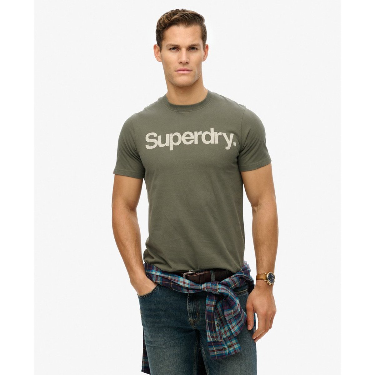 T-shirt Core Logo kaki foncé, SUPERDRY