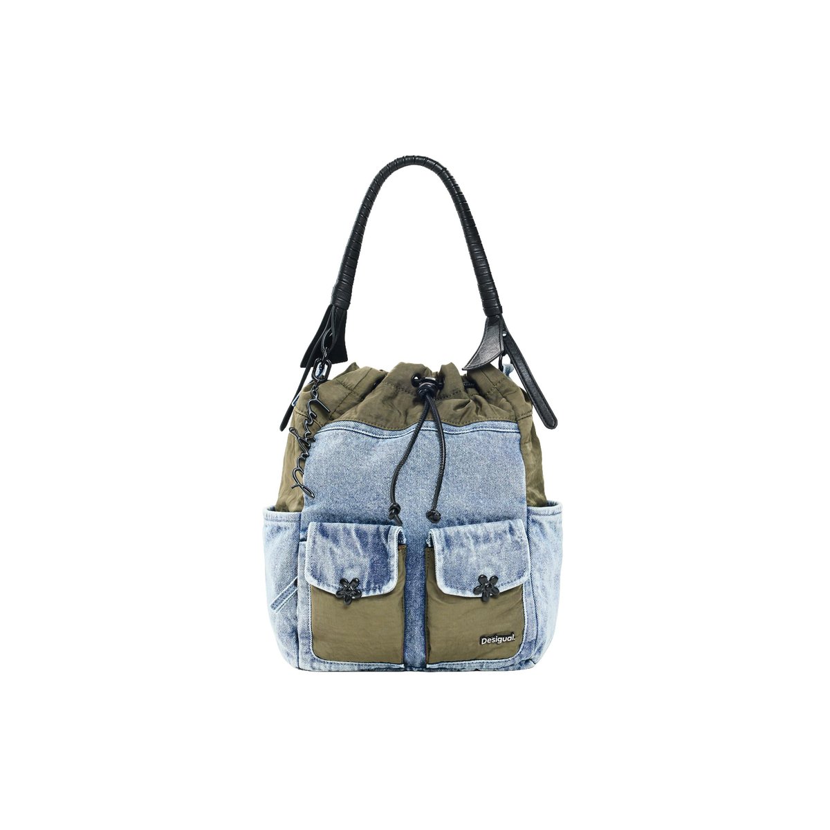 sac à dos moyen en denim combiné bleu clair, DESIGUAL