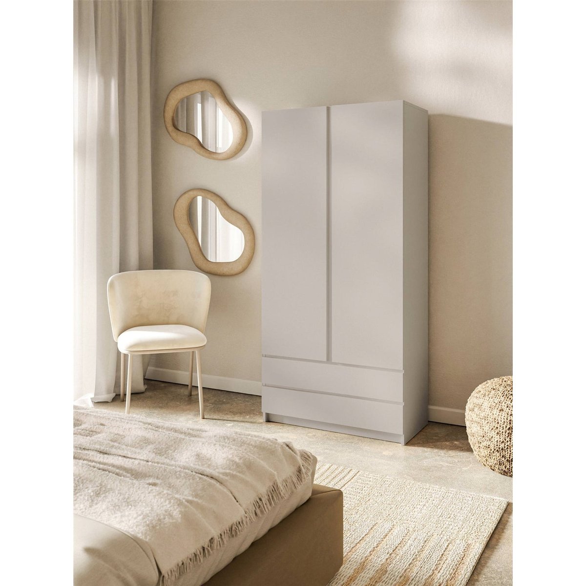 Armoire 2 portes 2 tiroirs collection BEMMI cachemire, RECOLLECTION