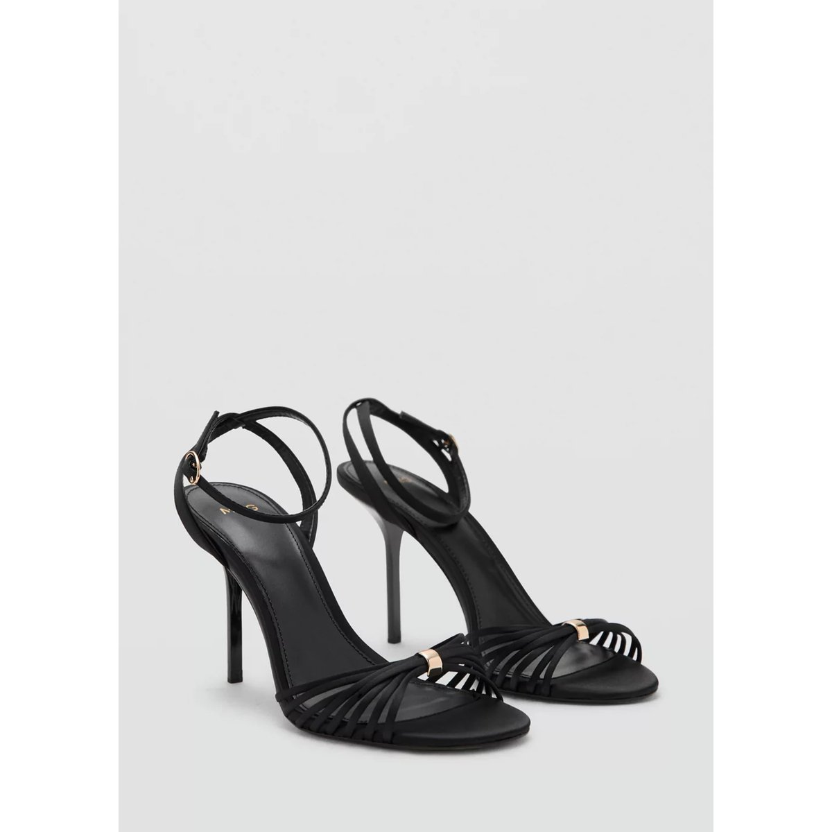 Sandales talon à brides noir, MANGO